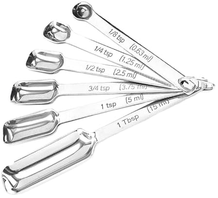 6 Pcs Measuring Spoons, Stainless Steel Rectangle Teaspoon Measuring Spoons Set with Engraved Scale, Heavy Duty Stackable Weighing Spoons for Cooking Spices Liquid Ingredients