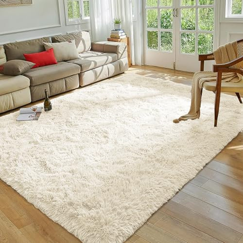 MOONLIGHT20015 Rugs Living Room Large 200x290 CM – Fluffy Cream Area Rugs for Bedroom, Hallway, Lounge – Modern Super Soft Thick Pile Non Slip Non-Shedding Shaggy Rug