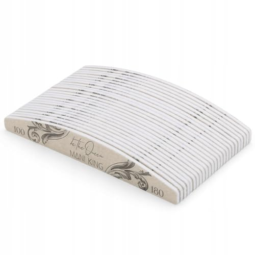 MANI KING Royal 100/180 - Lima professionale per unghie a mezzaluna Be The Queen 100/180, resistente, monouso, di buona qualità, resistente all'abrasione, set di lime per unghie, prodotto in UE