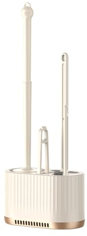 Basaza Klobürste Cremeweiß Toilettenbürste 4 in 1 WC Bürsten & Halter in Badezimmer WC Bürstengarnitur Stehend oder zur Wandmontage Bathroom Accessories Wohnung Bad Must Have WC Brush