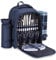 VonShef Picnic Backpack, 4 Person Navy Picnic Bag with Full Dining & Cutlery Set, Insulated Cooler Compartment & Large Waterproof Blanket, Lightweight Water Resistant Camping Accessories
