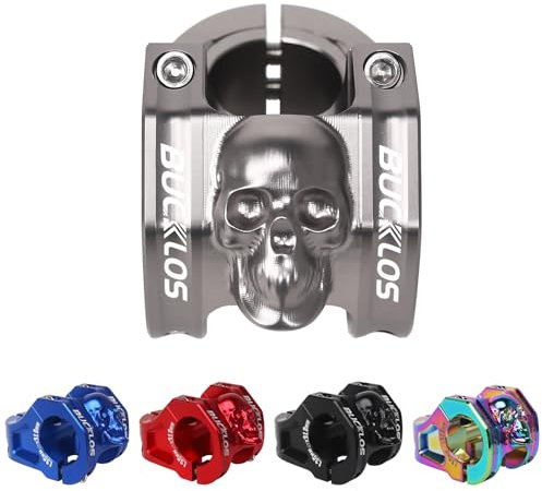 BUCKLOS Skull 31,8 mm MTB-Vorbau, 35 mm, Mountainbike-Lenker, kurze Vorbauten, 1 1/8 Zoll, ultraleicht, hohl, CNC-Aluminiumlegierung, Riser, Fahrradvorbau für AM, XC, BMX, E-Bike, Downhill, Trail,