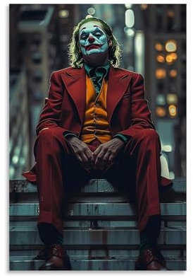 XFPOBH Joker Klassisches Filmposter auf Leinwand, Gemälde, Wandkunst, Bild, Heimdekoration, Druck für Schlafzimmer, Wohnzimmer, 30 x 45 cm, ungerahmter Stil