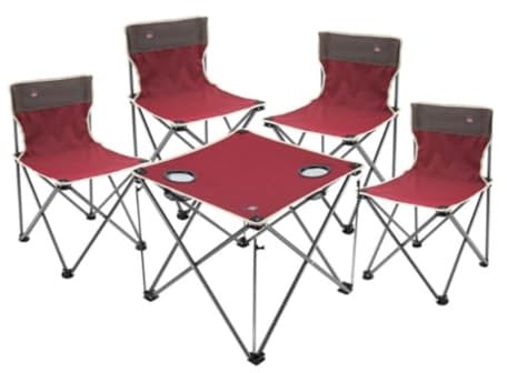 Camping Folding Table and Chairs Set Portable with Storage Back Net Sturdy Outdoor Picnics for Hiking BBQ Deck Patio Backyard