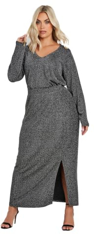 Yours Curve Metallic Side Split Midi Skirt - Women's - Plus Size Curve