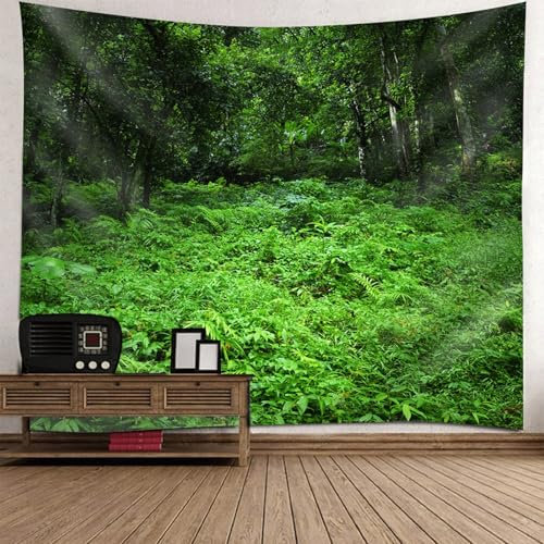 Epinki Tapisserie 350x256cm, Landschaft Natur XXL Wandteppich Dschungel Wald Tapisserie Wandbehang XXL Polyester Tapestry für Wohnzimmer Wohnheim Wanddeko, Grün