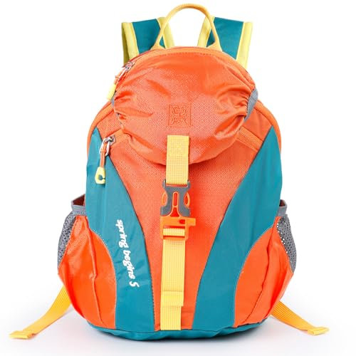 Cozary Zaino per Bambini All'Aperto, 5L Impermeabile Sportivo Adatto, Confortevole Zaino da Trekking per 1-3 Bambini, Design Traspirante, per Scuola, Viaggio e Sport, Arancione
