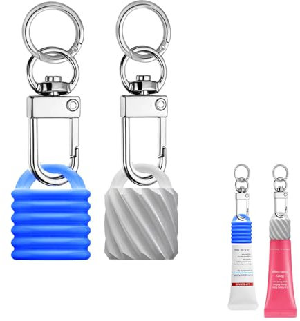 ERZHE 3 Stück/Set Schlüsselanhänger-Kappen, kompatibel mit Aquaphor-Lippen und Laneige-Lippenbalsam (nur Kappe), blau/weiß, Medium