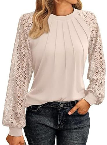 Haut Femme Elegant Manches Longues Dentelle Blouse Tops Chic Et Vetement