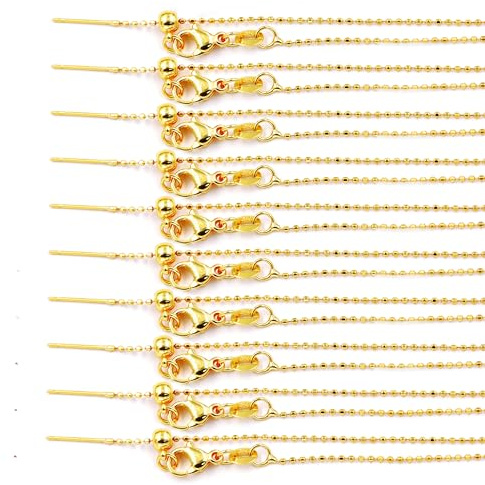 Fukugems Ausgezeichnete Qualität Schmuckzubehör Ketten für Schmuck Halskette Herstellung, Kugelkette mit allmächtiger Schließe 1.1mm*45cm 18k gold