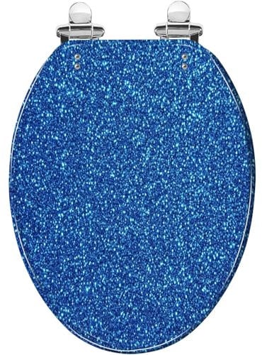 Elongated Toilet Seat Blue glitter texture abstract Resin Toilet Seat Quietly Close Quick Release Hinges Decorative Toilet Seat with Cover Easy to Install