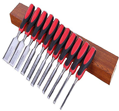 FYNNDM Professional Wood Carving Chisel Set - 11 Piece Sharp Woodworking Tools - Great for Beginners (Black+Red)