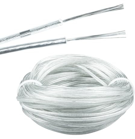 Urcianow 20M PVC Cable Transparente 2 Hilos 0,08 mm² PVC Flexible Transparente Cable 28AWG Paralelismo Transparente para Instalar Electrodomésticos de Baja Potencia