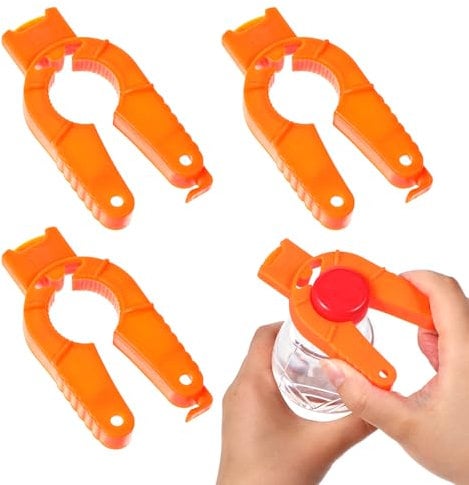 Bewudy 4 PCS Plastic Bottle Cap Opener, Water Bottle Opener, Multifunctional Bottle and Can Opener, 3 in 1 Multi-Purpose Water Bottle Opener for Weak Hands Children Seniors Elderly Arthritis