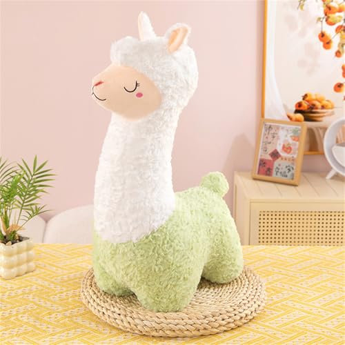 Ueiwffzo Alpaka Kuscheltier, Alpaka Plüschtier Alpaka Seitenschläferkissen Alpaka Kissen Alpaka Stofftier Plüschtier Alpaka Geschenk (75cm,Grün)