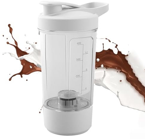 Vortexes Shaker Cup - botella mezcladora de proteínas eléctricas, batidora de batidos con pilas | recipiente a prueba de fugas, estación de carga USB compacta, taza de cuchara