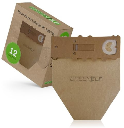 12 Sacchetti Folletto VK130/131 – Compatibili in Carta ad Alta Filtrazione per Aspirapolvere Folletto – Sacchetti Folletto vk 130/131, 2 ANNI DI FORNITURA
