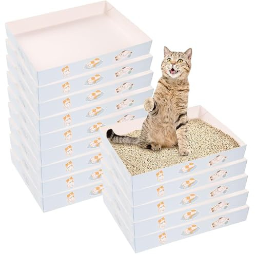 15 Pcs Foldable Cardboard Kitty Litter Tray, Disposable Cat Litter Trays, Disposable Litter Boxes, Travel Litter Box For Cats, Portable Foldable Paper Kitty Litter Tray, Low Entry For Cats (A)