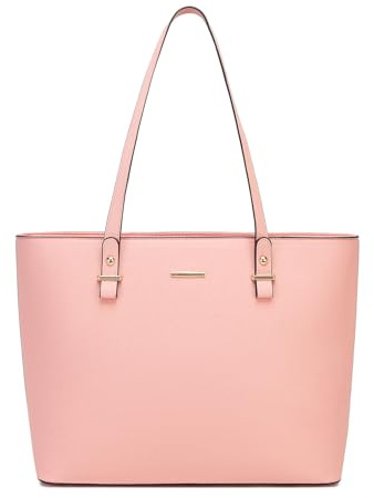 Pahajim Handtasche Damen Groß Tote Bag PU Leder Shopper Tasche Damen Schultertasche für Arbeit, Reisen und Einkaufen(Rosa)