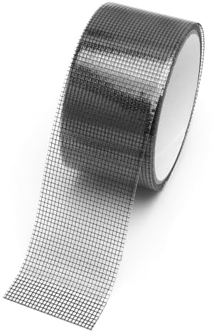 50mm X 200mm Fliegengitter Reparatur Set, Fliegengitter Reparatur Klebeband, Wasserdichtes Netz-Reparaturpflaster Selbstklebend Glasfaser Reparaturband für Fenster Moskitonetz Türen Löcher Schwarz