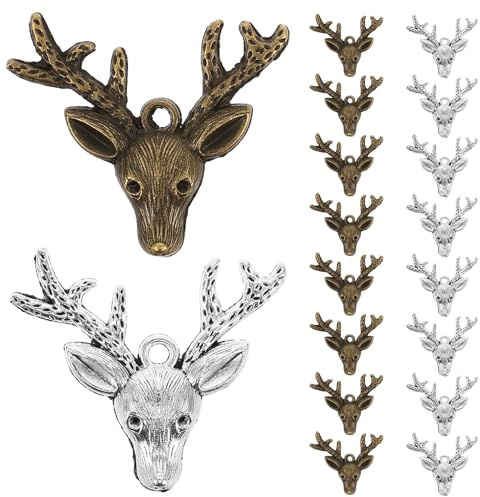 GETAJGHSD 20stücke Hirschform Metalllegierung Anhänger für Schmuck Basteln DIY Charms Kette Accessoires zum Selbermachen