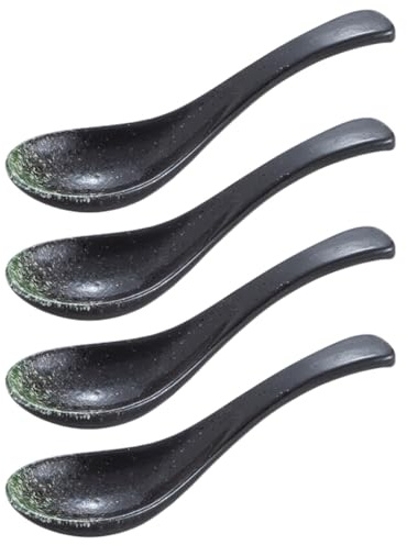 Gatuida Keramik-Suppenlöffel Japanischer Löffel 4 Stück Für Suppe Ramen Brei Reis Und Desserts Asiatischer Löffel Im Retro-Design Für Küche Und Alltag 5.71 X 1.69 X 0.79 in