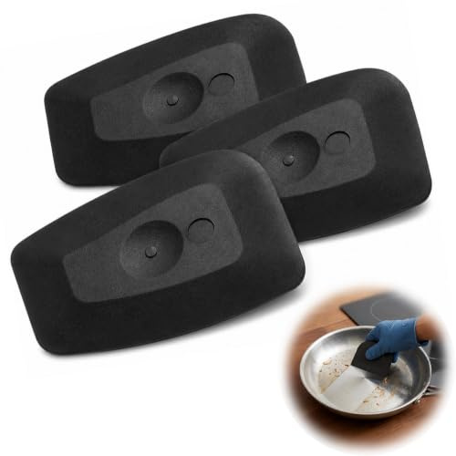 3 Pack Plastic Pan Scrapers, Non-Scratch Nylon Kitchen Scraper Tools for Cast Iron Skillet, Pots, Pans, Baking Trays, Dishes, Grill Grease and Food Residue Cleaning, Black