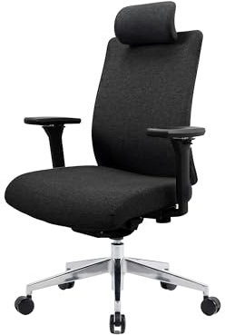 Jan Nowak Ergonomischer Bürostuhl Schreibtischstuhl mit Lendenstütze | Drehstuhl für Büro und Home Office mit 4D Armlehnen, 3D Kopfstütze, verstellbarer Sitztiefe und atmungsaktivem Stoff