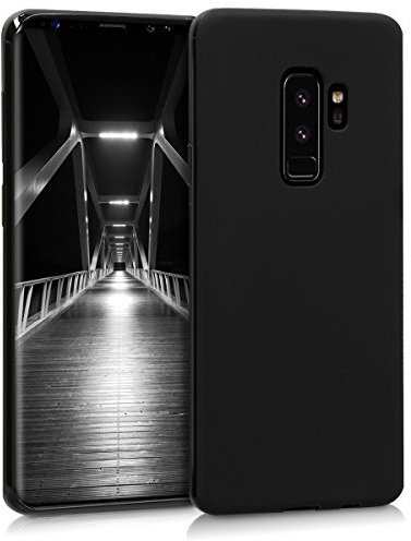 kwmobile Hülle kompatibel mit Samsung Galaxy S9 Plus Hülle - weiches TPU Silikon Case - Cover geeignet für kabelloses Laden - Schwarz matt