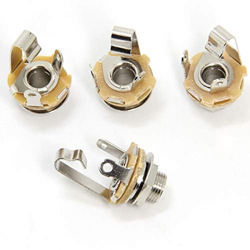 Ancable 4-Pack 1/4 Female Guitar Input Jack-6.35mm TS Mono Panel Mount Socket with Washer and Nut Solder Type