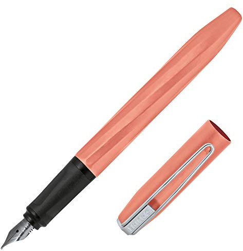 ONLINE Füller Slope, Patronen-Füller mit Iridiumfeder Strichstärke F, für Standard-Tintenpatronen, ergonomisches Griffstück, Füller für Rechtshänder, für Schule und Büro, Farbe Sunny Peach