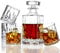 Elidomc 5pc Ceppo Carafe à whisky et ensemble de verres à whisky, cristal à décanter avec ensemble de 4 verres double Old Fashioned, 100% sans plomb Verre à whisky
