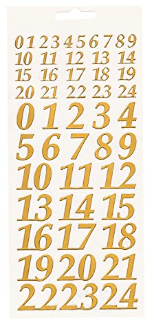 Reliefsticker Adventszahlen 1 und 2 cm selbstklebend gold oder silber Gold