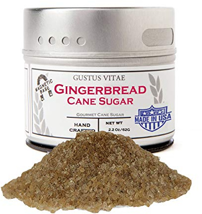 Gingerbread Cane Sugar | Gourmet Replacement For Plain Processed Sugar | Artisanal Infused Sugar | All Natural, Non GMO | Hand Crafted in Small Batches | Made in USA | GLP-1 Friendly | Magnetic Tin | Gustus Vitae | #91