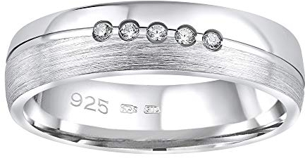 SILVEGO Damen Ehering aus 925 Sterling Silber PRESLEY mit Zirkonia