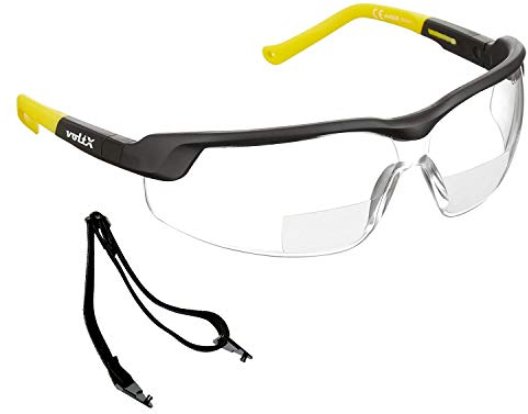 voltX GT Adjustable Bifokale Lesen Schutzbrille (KLAR +3.0 Dioptrie) CE EN166FT, Anti Beschlag Beschichtung, anpassbarer Bügel, Kratzfest, UV400 Schutz.