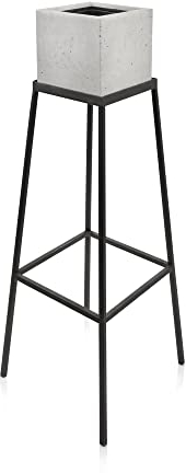 beske-Manufaktur | Pflanzenständer inkl. Beton Pflanzentopf 'Kubik - M' (17x17x17) sowie Innentopf | Blumentopf | Handarbeit | Made in Germany