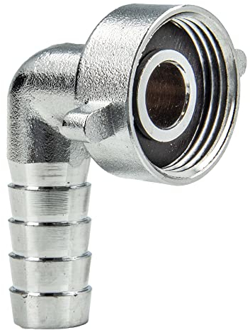 tecuro Schlauchverschraubung mit 1 Zoll ÜWM x 90° Tülle Ø 21 mm, MS-verchromt