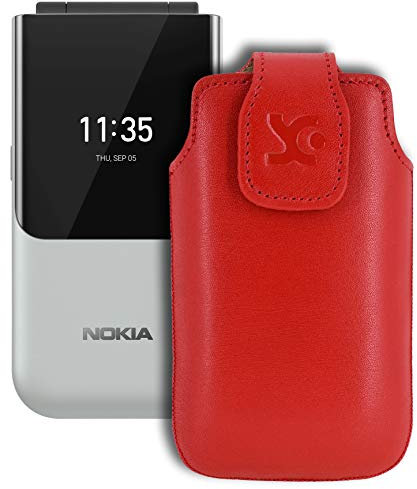 Suncase Original Case compatible with Nokia 2720 Flip Case Leather Case Mobile Phone Case Leather Case Protective Case in red