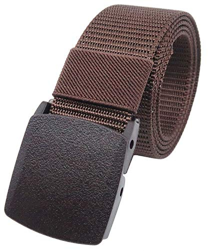 YEHMAN Unisex Gürtel Nylon Belt militärisches Design, mit Kunststoff Schnalle Automatischer Taktischer Gurtel Outdoor Sportarten Stufenlos Verstellbarer Länge 120 cm Breite ca. 3.8 cm - Braun