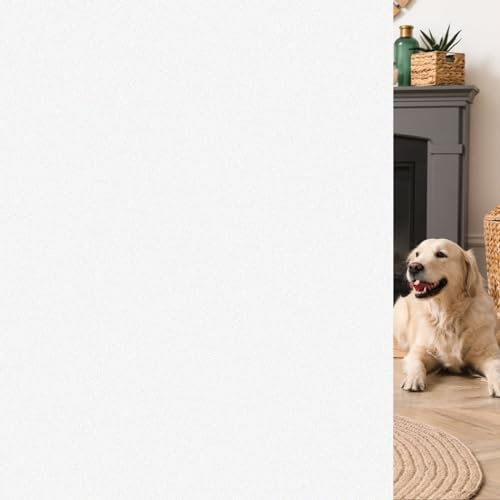 HIDBEA Frosted Window Privacy Film Pegatina de Cristal para Puerta de casa, baño, Oficina, autoestática, con Bloqueo UV, no Adhesiva, Opaca, Vinilo, 02-Blanco Mate, 35.4 Inches x 8.2 Feet