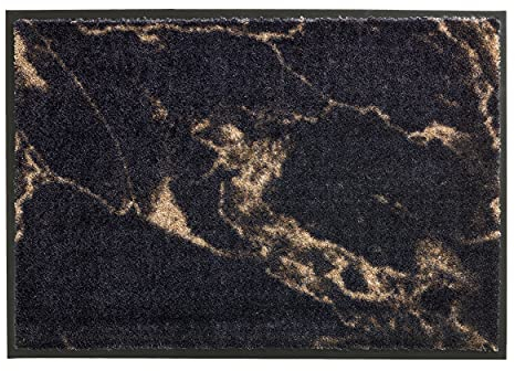 Schöner Wohnen Kollektion Fußmatte innen - Schmutzfangmatte 67 x 100 cm Marmor anthrazit-Taupe - rutschfeste Sauberlaufmatte - Fussmatte Haustür - Türmatte waschbar bei 30°C
