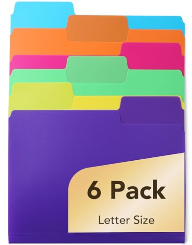 Mr. Pen- Poly File Folders, 1/3 Cut Tab, 6 Pack, Assorted Colors, Letter Size, Colored File Folders, Letter File Folders