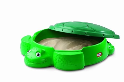 Little Tikes 173905E3 Schildkröten Sandkasten-Sicheres & Tragbares Sommerspielzeug, Planschbecken und Aufbewahrungsbox für Draußen-Fördert kreatives Spielen-Gartenspielzeug für Kinder ab 12 Monaten