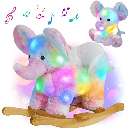 Glow Guards 2 with Light up Musical Elephant Baby Rocking Horse Rainbow