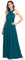 IBTOM CASTLE Élégant Femmes Double V-Cou Dentelle Tulle Fleur Robe de Mariage Demoiselles d'honneur Fête Cocktail Robes de Bal sans Manches Longue Maxi Robe de Soirée Sarcelle XS