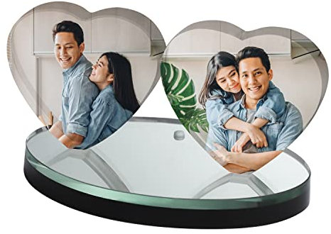Personnalisé Cadre Photo en Verre DIY avec Votre Photo ou Image Lithographie Personnalisé sur Verre Impression Personnalisé Cristal Cadeau Anniversaire Saint Valentin Noël Fête des Mères/Pères