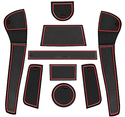 GAFAT VW UP/Seat MII/Skodα Citigo 2013-2023 2024 Antirutschmatten, Auto Mittelkonsole Gummimatten, Getränkehalter Matte, Aufbewahrungsbox rutschfeste Matte, Türnaht rutschfeste Matten 9 Stück (Rot)