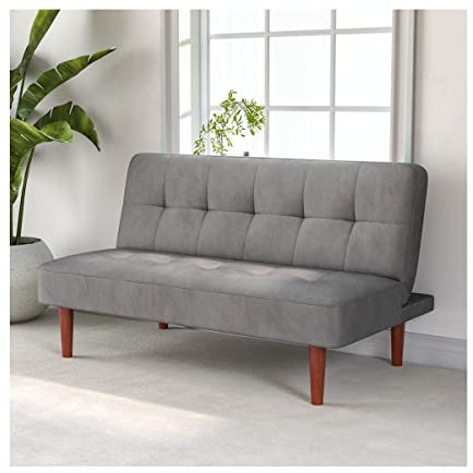 INMOZATA Sofa Bed 2 Seater Occasional Sofa Linen Fabric Single Corner Sofa Couch Settee Recliner Sleeper Sofa for Kids Living Room Bed Room (Grey)