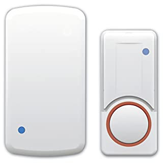 Velamp Outdoor Wireless doorbell, 180m Range, LED Indicator, 10 melodies with 4 Volume Levels, with Kinetic Energy Button: no Battery Needed, Acrylonitrile Butadiene Styrene, White, Normale